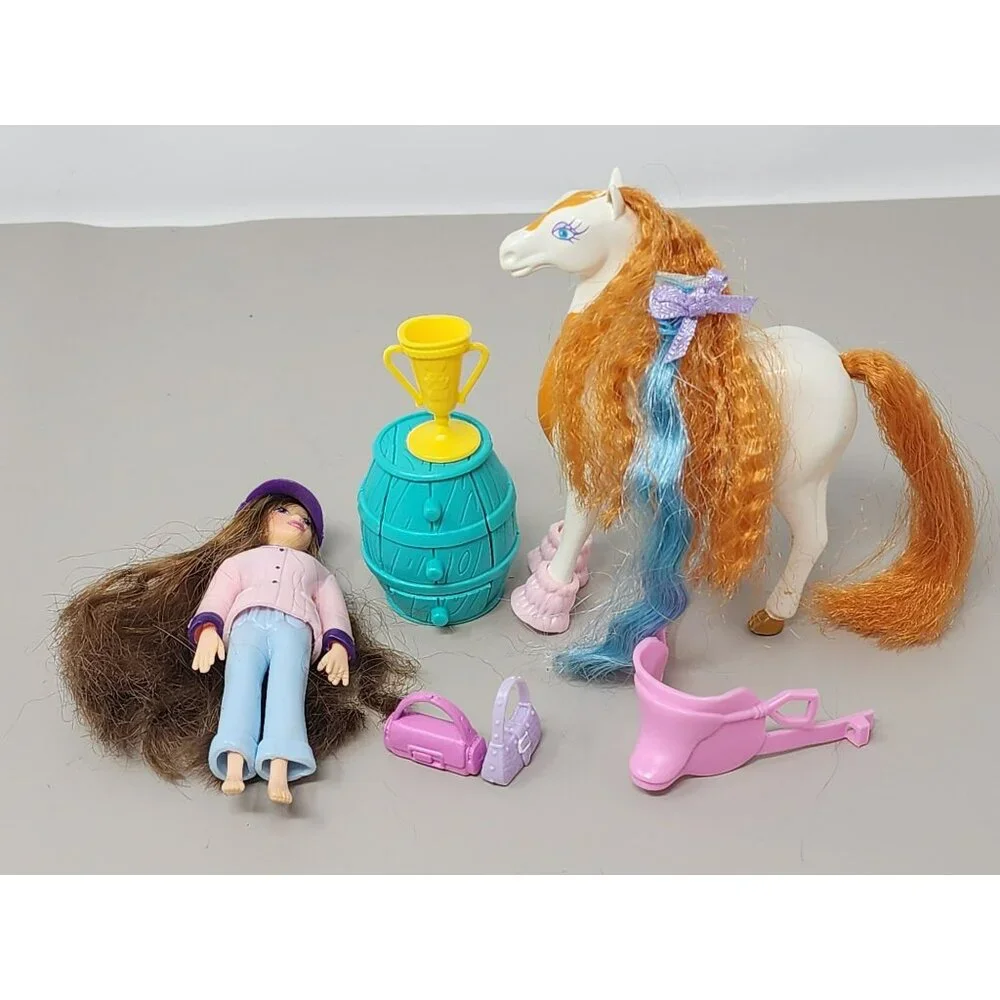 Vintage Polly Pocket Mattel Horse‎ Rider Barrel Saddle Trophy Bags